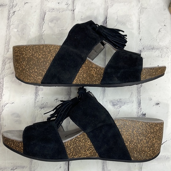 Abeo Uplift Sandals 9N Suede Upper Cork Heel Tassles Hook & Loop BioSystem Ortho - Picture 8 of 11